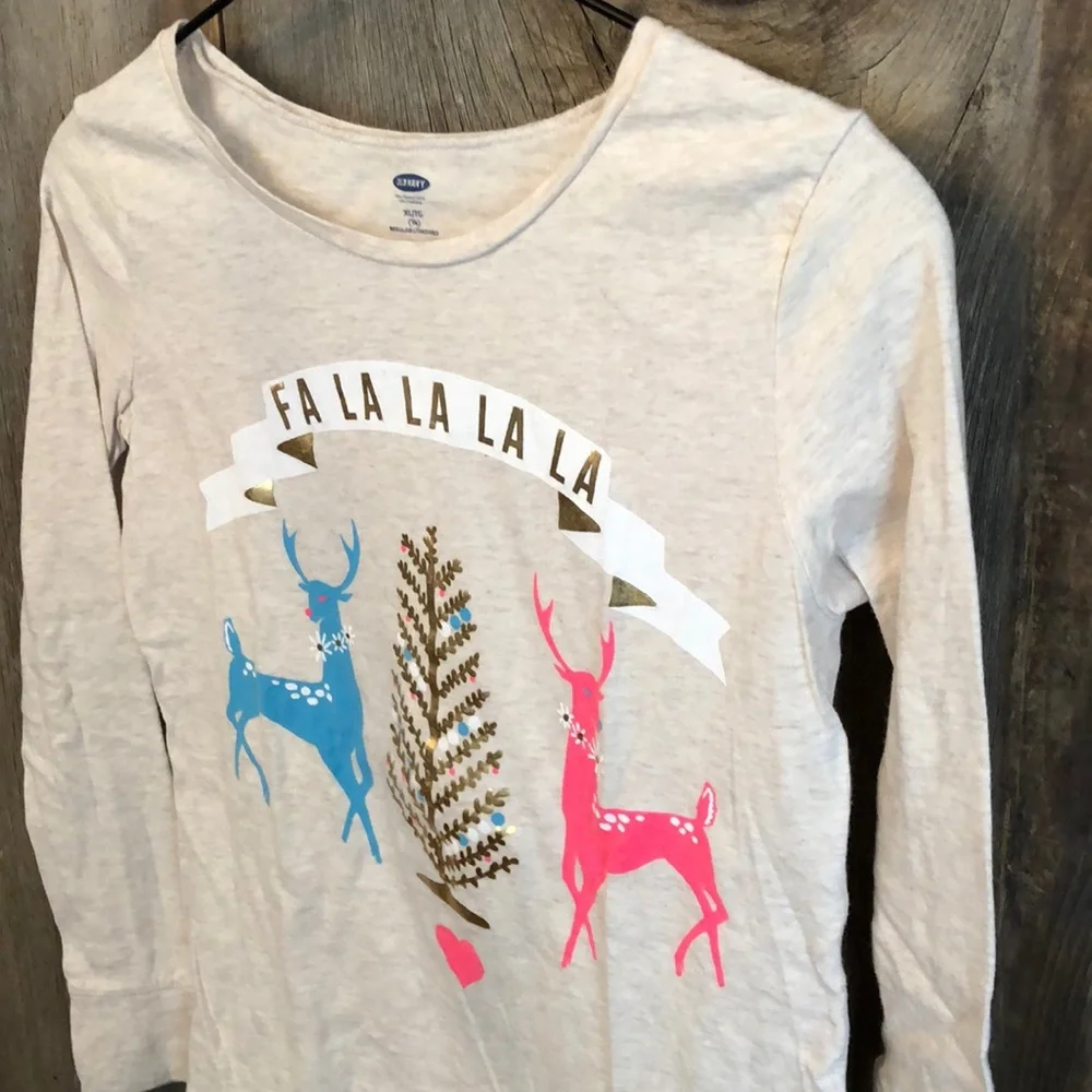 Old Navy Holiday Graphic Long Sleeve Top Size 14